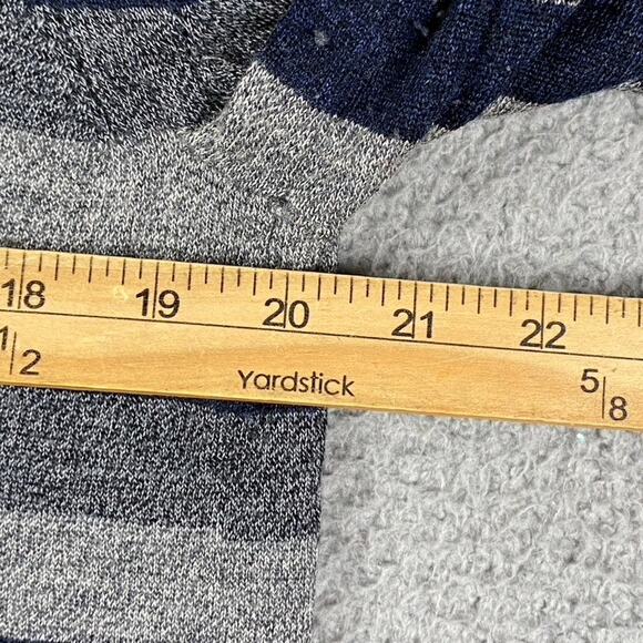 Armani Exchange Men's XL V-Neck Sweater Merino Wool Striped Gray Blue - Picture 4 of 7